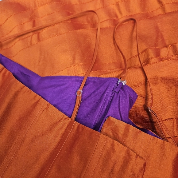 NWT Christiane Celle Calypso Iridescent Orange Tiered Midi Dress Size 10 K67‎ - Picture 4 of 12